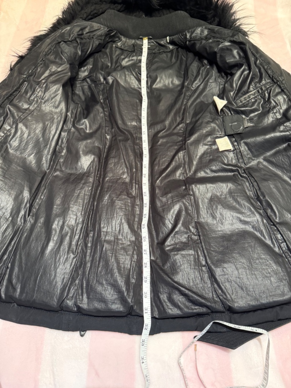 Black  Down Parka with Leather Details and Removable Fur, Rudsak, US M - Picture 12 of 14
